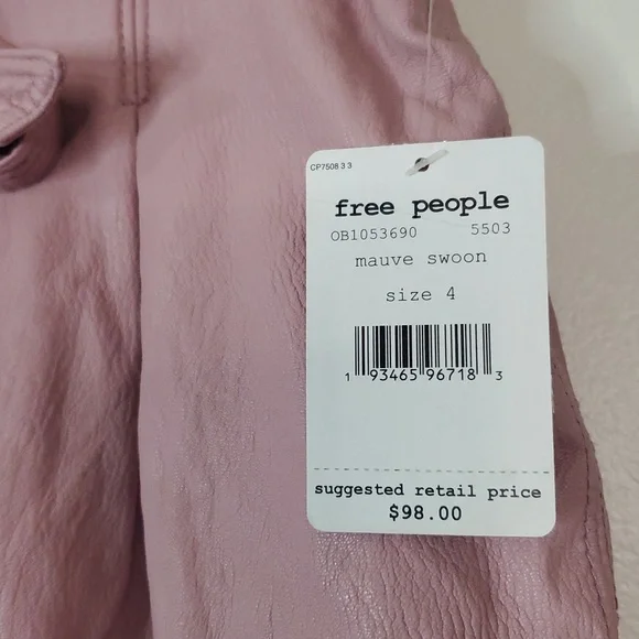 NWT Free People Payton Faux Leather Paperbag Mini Skirt Size 4 Mauve Swoon - Picture 3 of 13